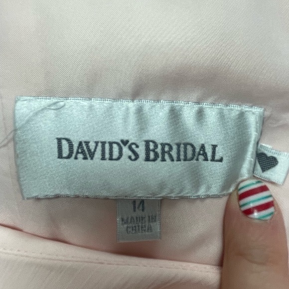 David's Bridal Pink Chiffon Dress Ruffled Back Size 14 - Picture 5 of 9